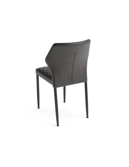 Louis - Chaise empilable en simili cuir noir | Lot de 4