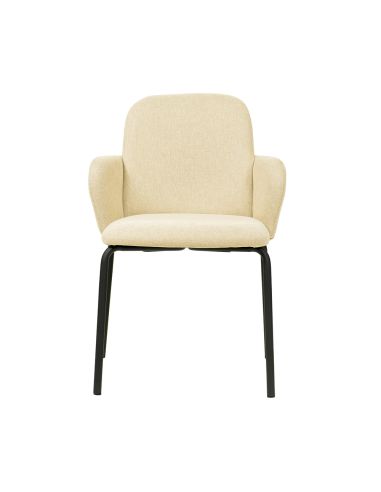 Paddy - Chaise empilable en tissu beige | Lot de 4