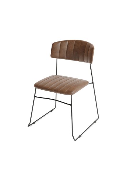 Mundo - Chaise empilable en simili cuir cognac | Lot de 4