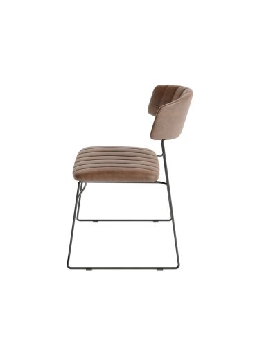 Mundo - Chaise empilable en simili cuir cognac | Lot de 4