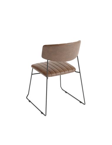 Mundo - Chaise empilable en simili cuir cognac | Lot de 4