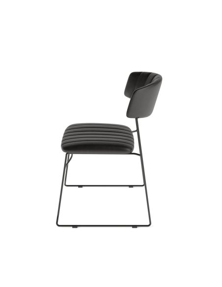 Mundo - Chaise empilable en simili cuir noir | Lot de 4