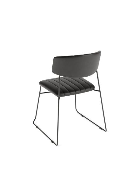 Mundo - Chaise empilable en simili cuir noir | Lot de 4