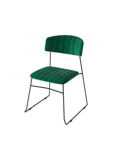 Mundo - Chaise empilable en velours vert | Lot de 4