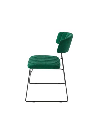 Mundo - Chaise empilable en velours vert | Lot de 4