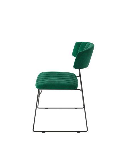 Mundo - Chaise empilable en velours vert | Lot de 4