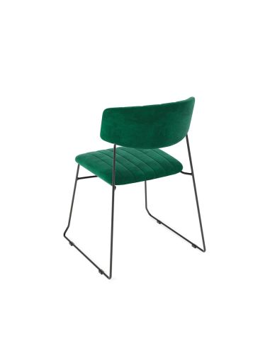 Mundo - Chaise empilable en velours vert | Lot de 4