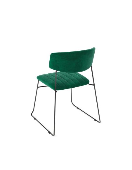 Mundo - Chaise empilable en velours vert | Lot de 4