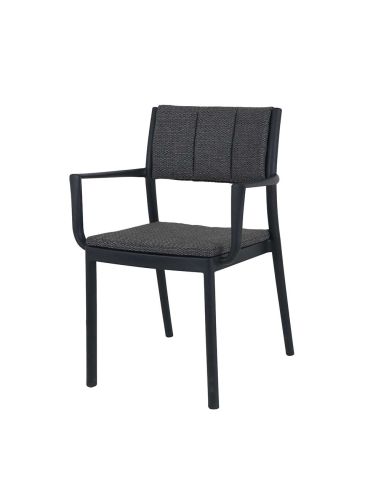 Rocco - Fauteuil empilable en polypropylène noir | Lot de 4