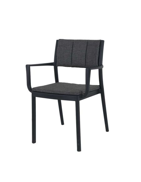 Rocco - Fauteuil empilable en polypropylène noir | Lot de 4