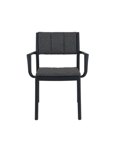 Rocco - Fauteuil empilable en polypropylène noir | Lot de 4