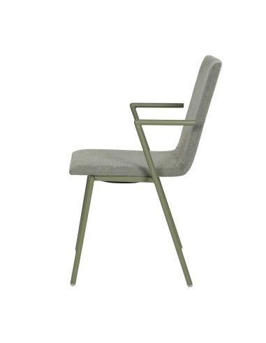 Fortis - Fauteuil empilable en tissu vert | Lot de 4
