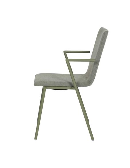 Fortis - Fauteuil empilable en tissu vert | Lot de 4