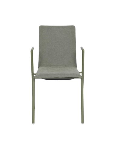 Fortis - Fauteuil empilable en tissu vert | Lot de 4