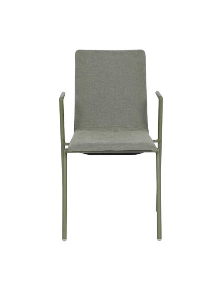 Fortis - Fauteuil empilable en tissu vert | Lot de 4
