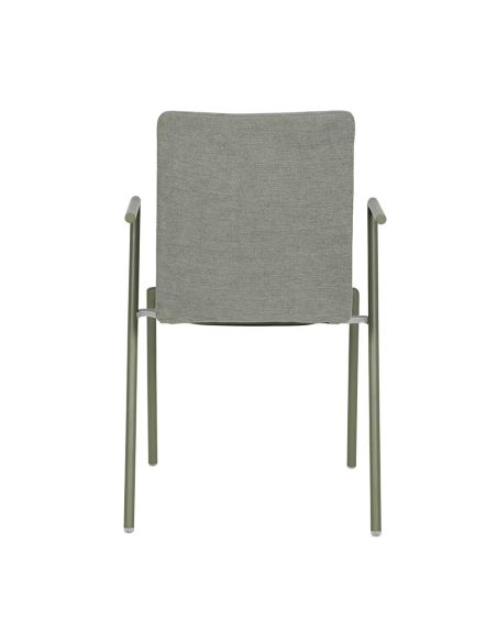 Fortis - Fauteuil empilable en tissu vert | Lot de 4