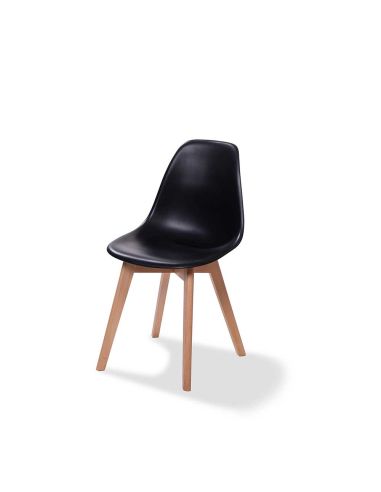 Keeve - Chaise empilable en polypropylène bois/noir | Lot de 4