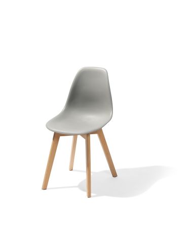 Keeve - Chaise empilable en polypropylène bois/gris | Lot de 4
