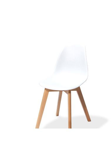 Keeve - Chaise empilable en polypropylène bois/blanc | Lot de 4