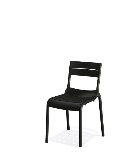 Calor - Chaise empilable en polypropylène noir | Lot de 4