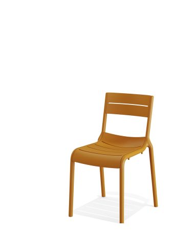 Calor - Chaise empilable en polypropylène jaune | Lot de 4