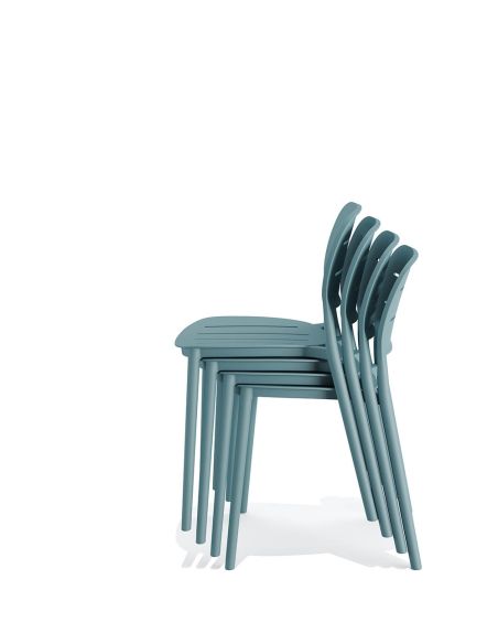Propi - Chaise empilable en polypropylène bleu | Lot de 4
