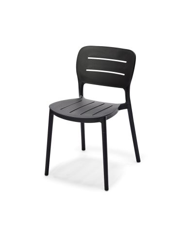 Propi - Chaise empilable en polypropylène noir | Lot de 4