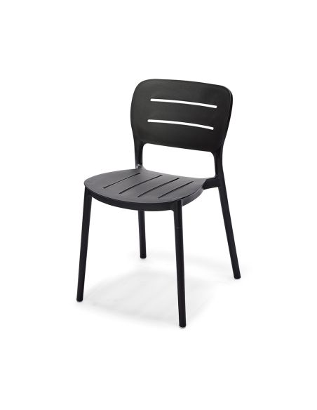 Propi - Chaise empilable en polypropylène noir | Lot de 4