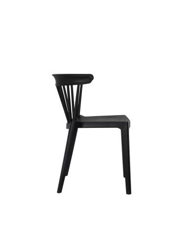 Windson - Chaise empilable en polypropylène noir | Lot de 4