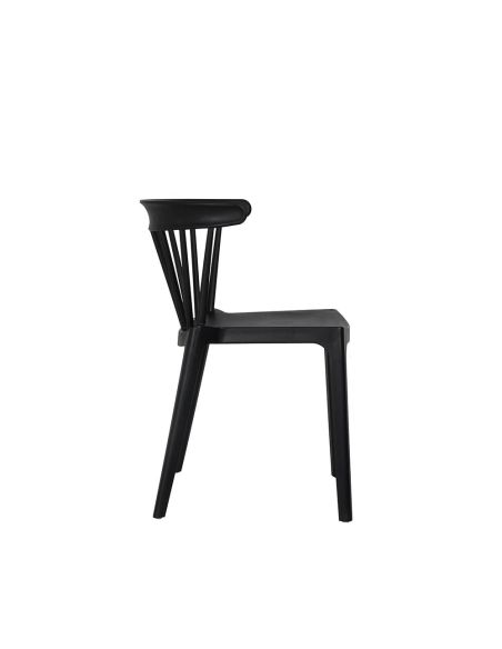 Windson - Chaise empilable en polypropylène noir | Lot de 4