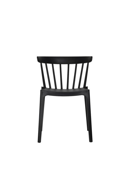 Windson - Chaise empilable en polypropylène noir | Lot de 4