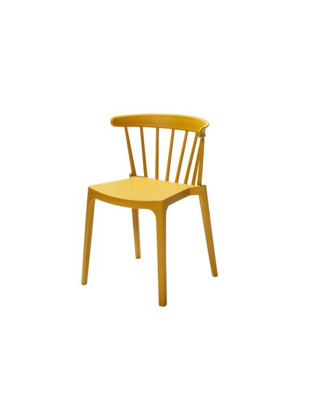 Windson - Chaise empilable en polypropylène jaune | Lot de 4
