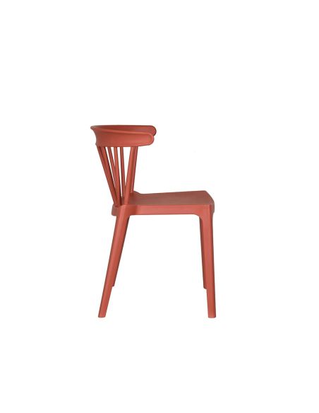 Windson - Chaise empilable en polypropylène terracotta | Lot de 4