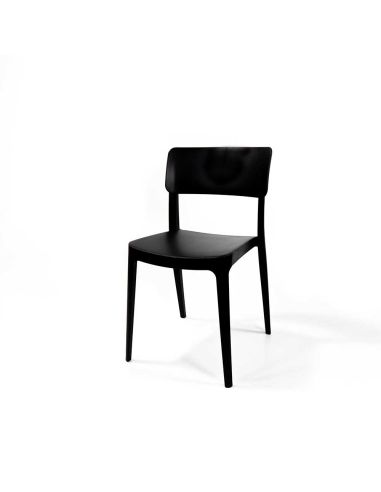 Wing - Chaise empilable en polypropylène noir | Lot de 4