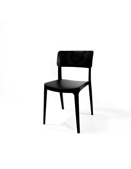 Wing - Chaise empilable en polypropylène noir | Lot de 4