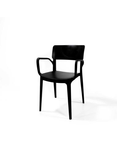 Wing - Chaise empilable en polypropylène noir | Lot de 4