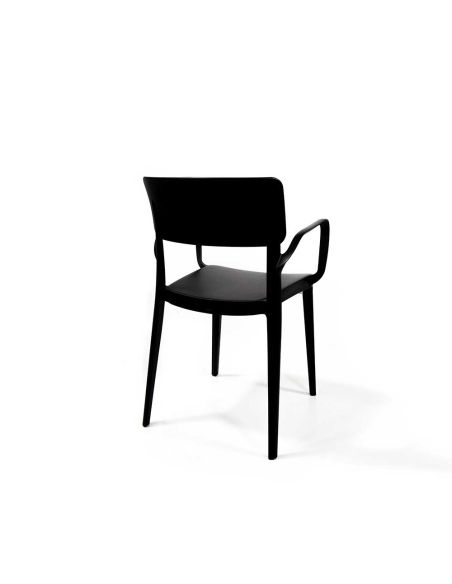 Wing - Chaise empilable en polypropylène noir | Lot de 4