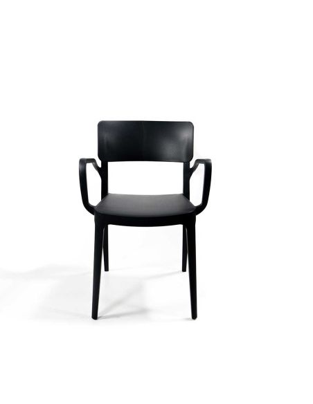 Wing - Chaise empilable en polypropylène noir | Lot de 4