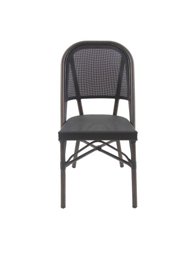 Paris - Chaise de bistrot en tissu wengé-mesh noir | Lot de 4