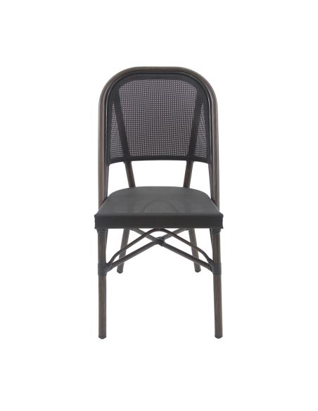 Paris - Chaise de bistrot en tissu wengé-mesh noir | Lot de 4