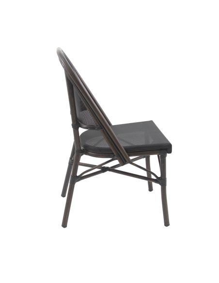 Paris - Chaise de bistrot en tissu wengé-mesh noir | Lot de 4