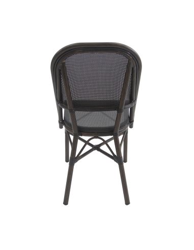 Paris - Chaise de bistrot en tissu wengé-mesh noir | Lot de 4