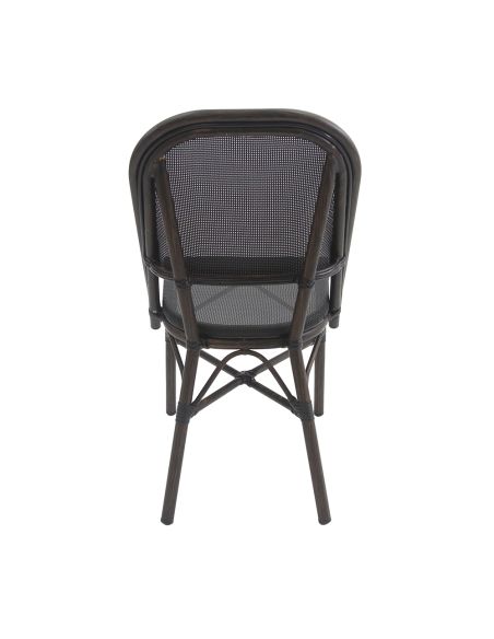 Paris - Chaise de bistrot en tissu wengé-mesh noir | Lot de 4