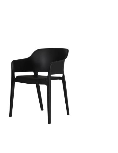 Giethoorn - Chaise empilable en polypropylène noir | Lot de 4