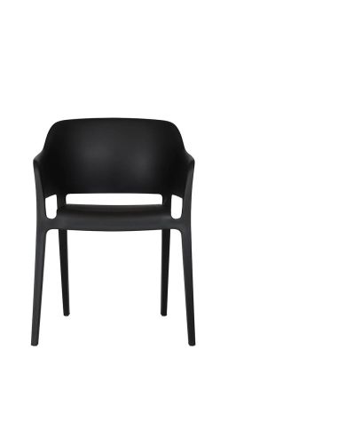 Giethoorn - Chaise empilable en polypropylène noir | Lot de 4