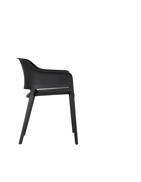 Giethoorn - Chaise empilable en polypropylène noir | Lot de 4