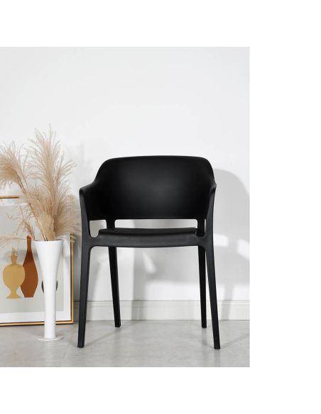 Giethoorn - Chaise empilable en polypropylène noir | Lot de 4