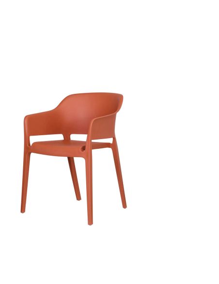 Giethoorn - Chaise empilable en polypropylène terracotta | Lot de 4