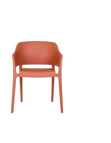 Giethoorn - Chaise empilable en polypropylène terracotta | Lot de 4