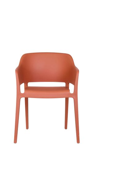 Giethoorn - Chaise empilable en polypropylène terracotta | Lot de 4
